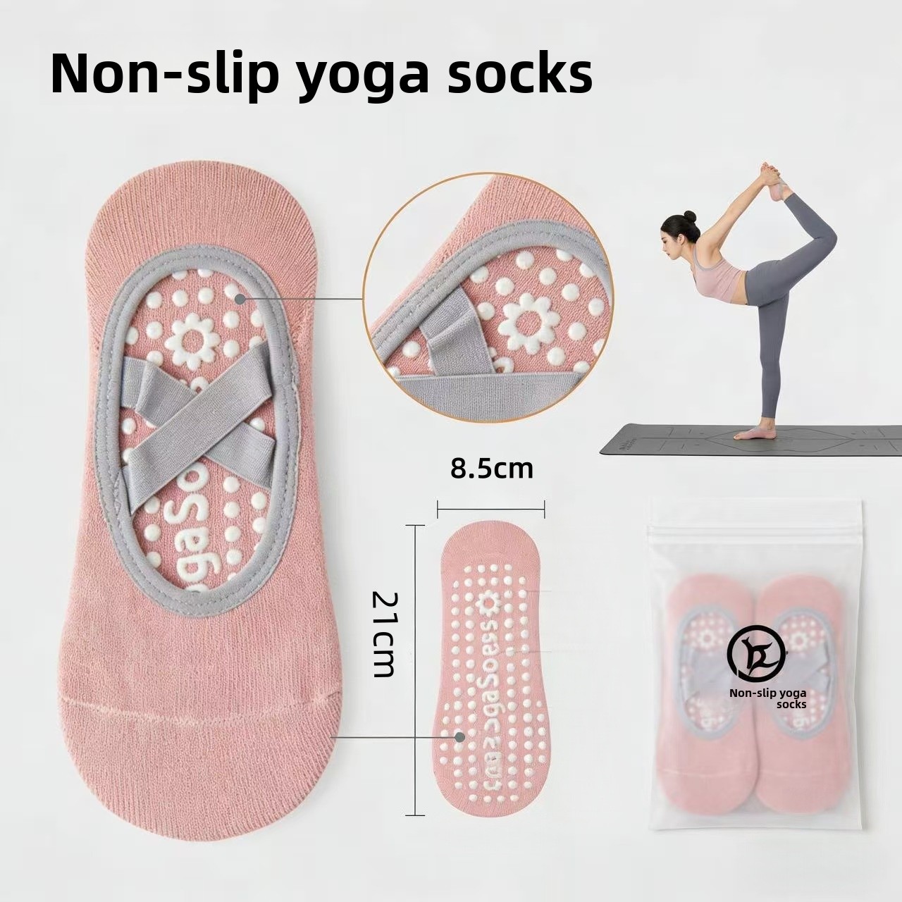 Pilates Yoga Sport - Kadın Yoga Çorabı Silikon kaymaz Bale