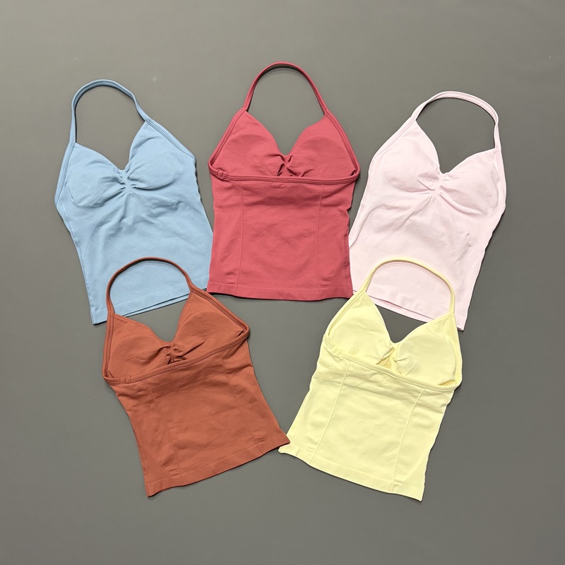 Yoga Strap Cotton - Spor salonu kadın spor kolsuz bluz